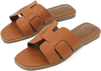 H-Sandals for Women Flats Slide Sandals Summer Outdoor Slippers | Amazon (US)