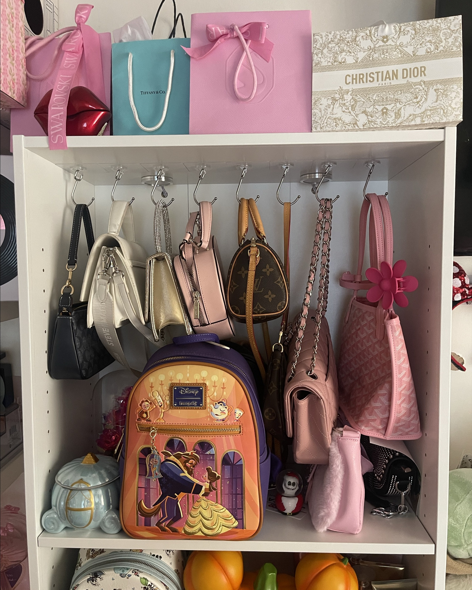 New purse display is very demure very cutesy ! Thanks to target for the shelf and amazön for the purse hooks🥹💕👛👜

#LTKU #LTKFindsUnder50 #LTKItBag