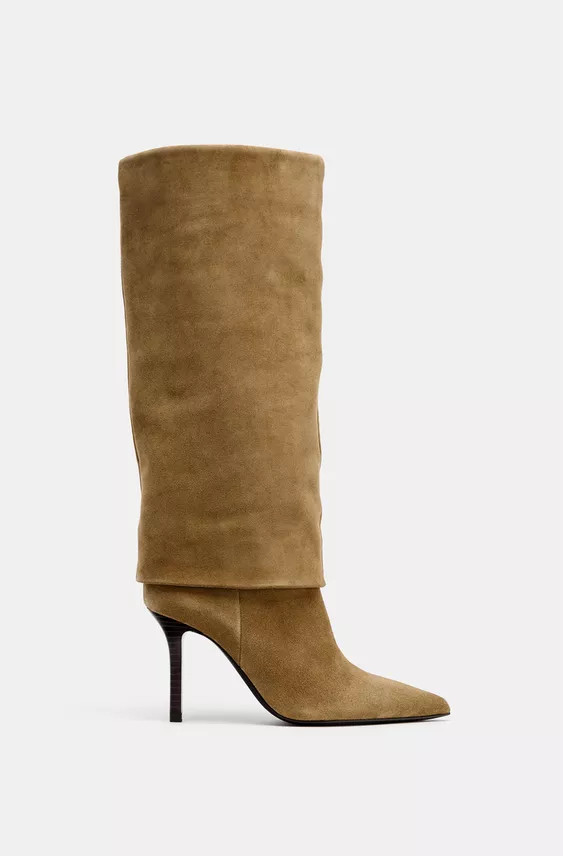 SPLIT LEATHER HEELED BOOTS | Zara US