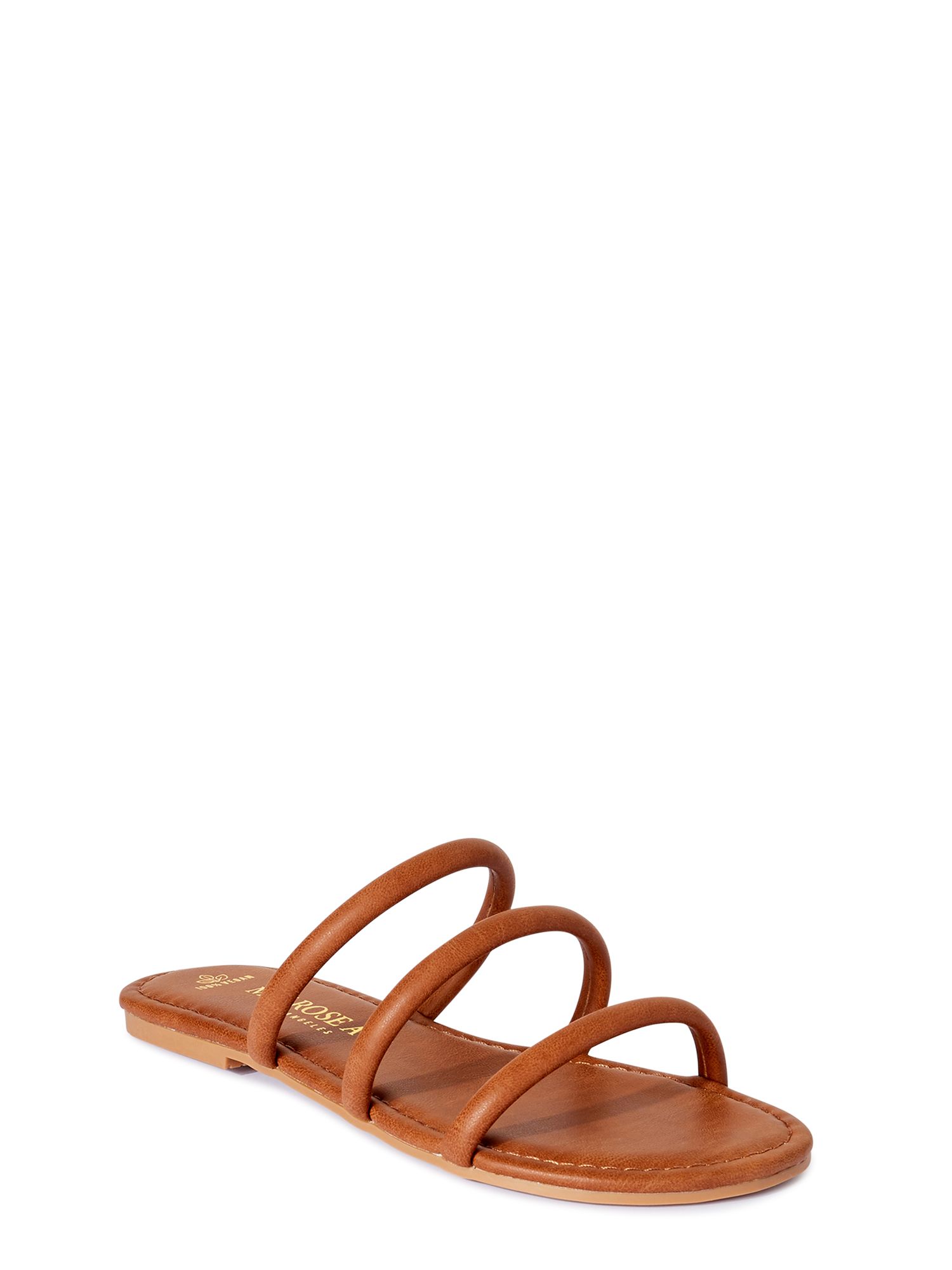 Melrose Ave Vegan Leather Three Strap Slide Sandal (Women's) | Walmart (US)