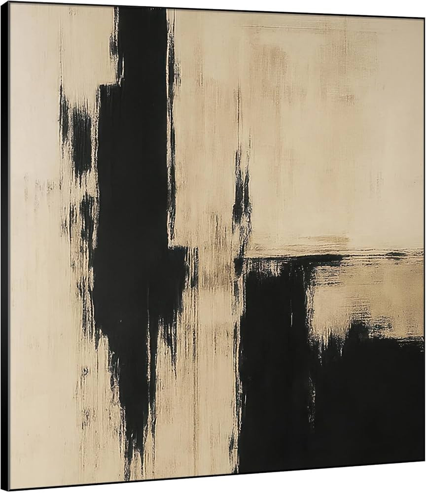 SIGNWIN 72"x72" Extra Large Framed Wall Art Minimalist Black and Beige Geometric Abstract Illustr... | Amazon (US)