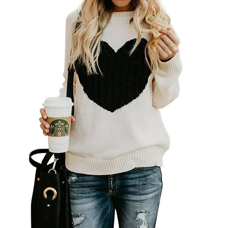 Women Knitwear Autumn and Winter Large Size Love Sweater | Walmart (US)