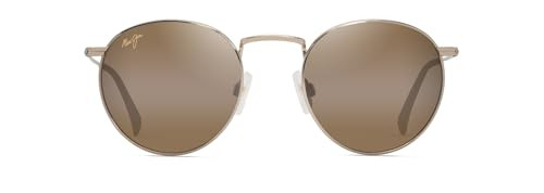 Maui Jim Men's & Women's Pukaua Polarized Round Sunglasses, Shiny Light Gold W/Yellow/Hcl Bronze Polarized, Medium Fit | Amazon (US)