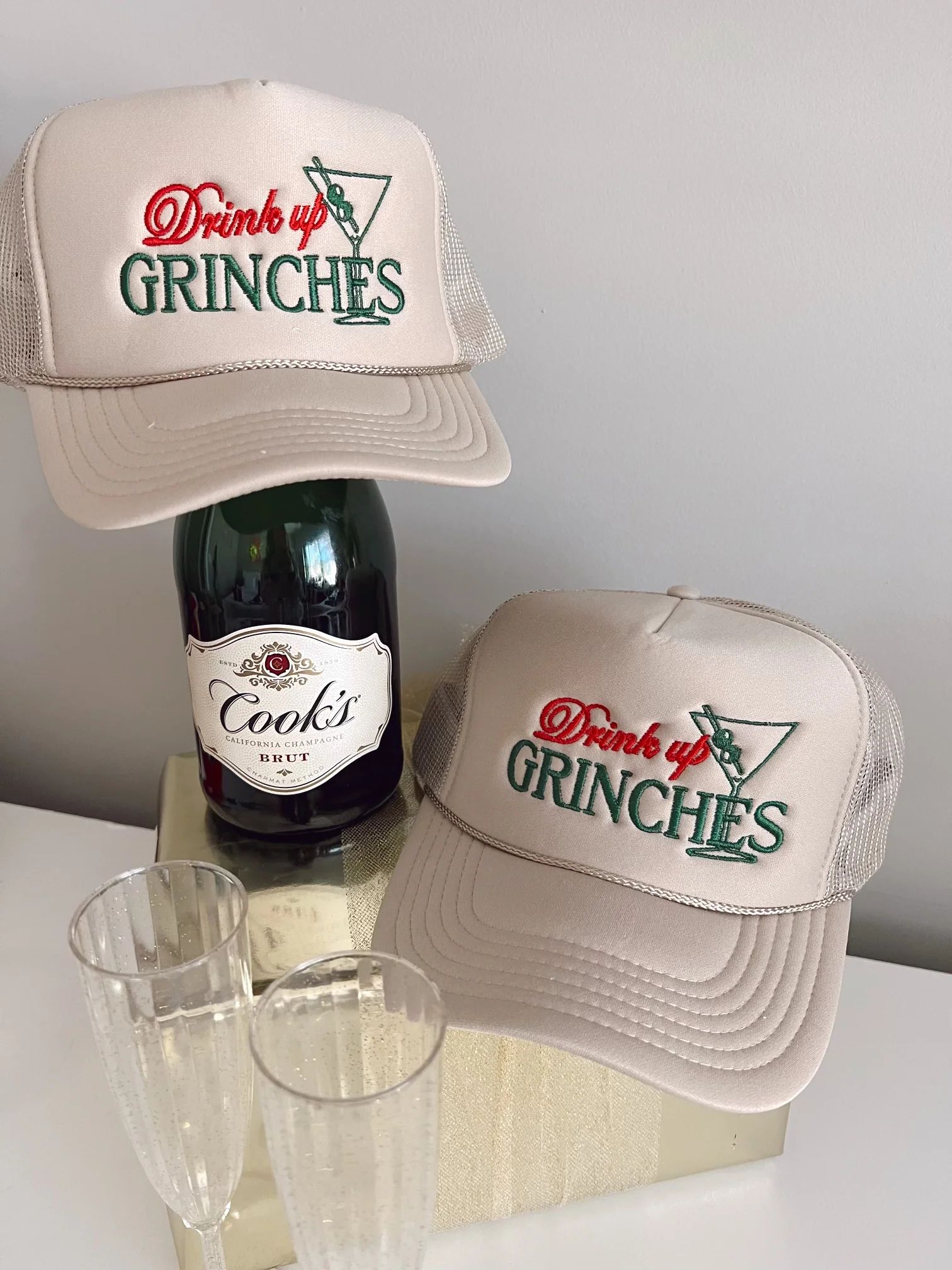 Drink Up Grinches Trucker Hat | KenzKustomz