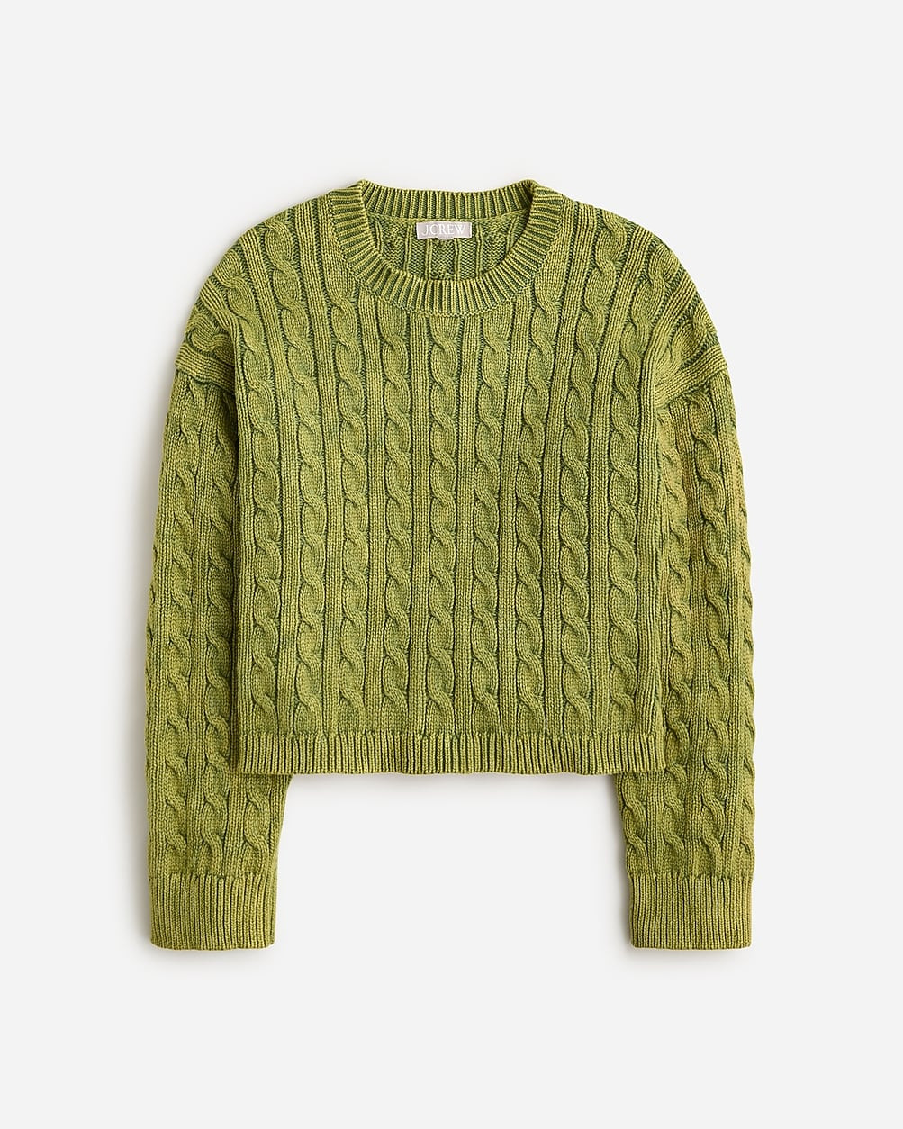Cable-knit cropped crewneck sweater | J. Crew US