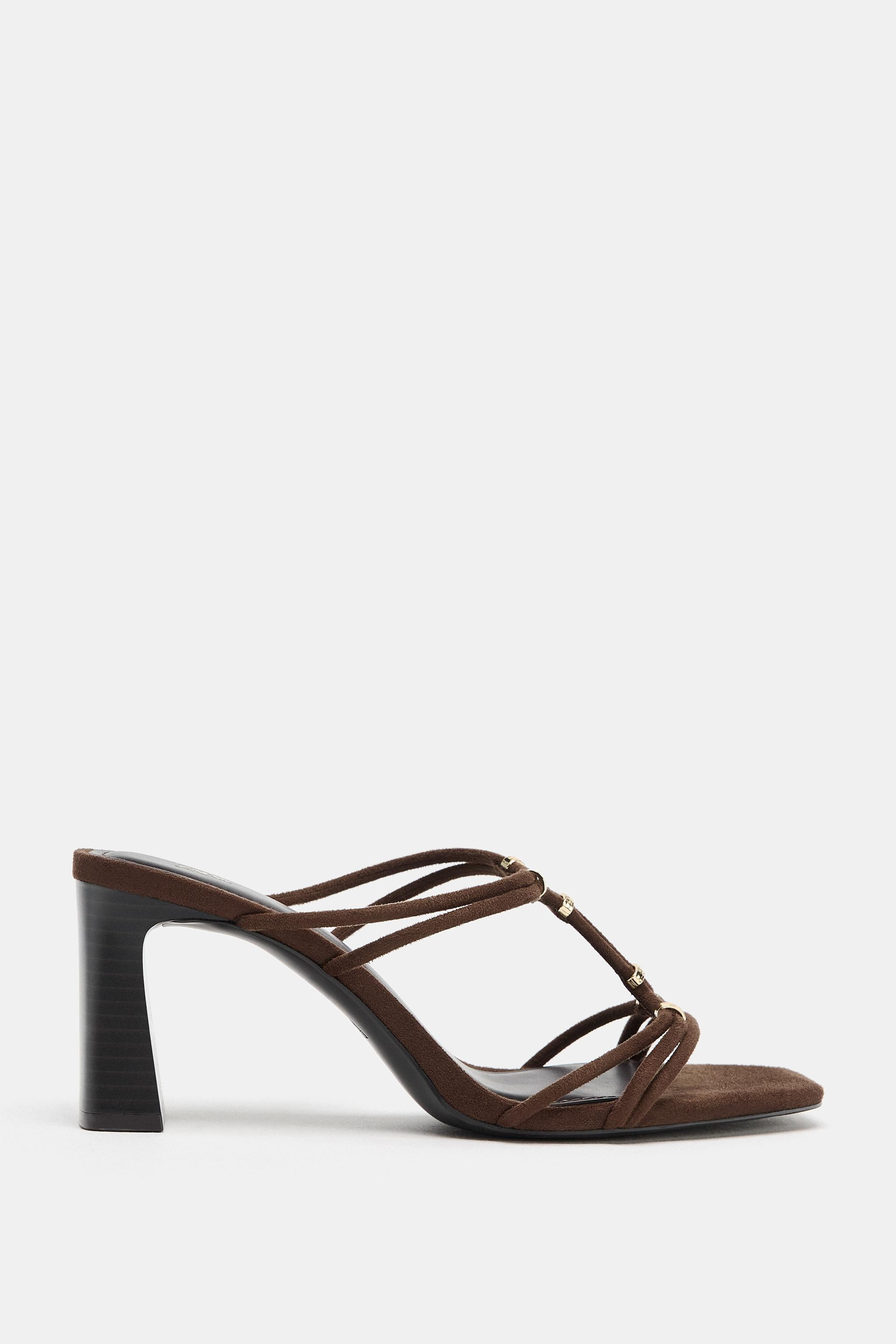 STRAPPY WIDE HEEL SANDALS | Zara US
