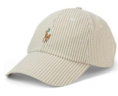 POLO RALPH LAUREN Mens Seersucker Baseball Cap one Size Coastal Beige | Amazon (US)