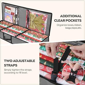 BALEINE SOFT Christmas Wrapping Paper Storage Bag, 40" Durable PE Gift Wrap Storage Bag with Flex... | Amazon (US)