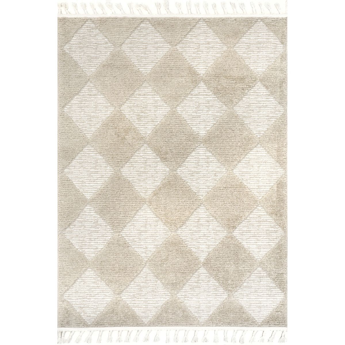 nuLOOM Marissa High/Low Diamond Tassel Area Rug 8x10, Ivory | Target