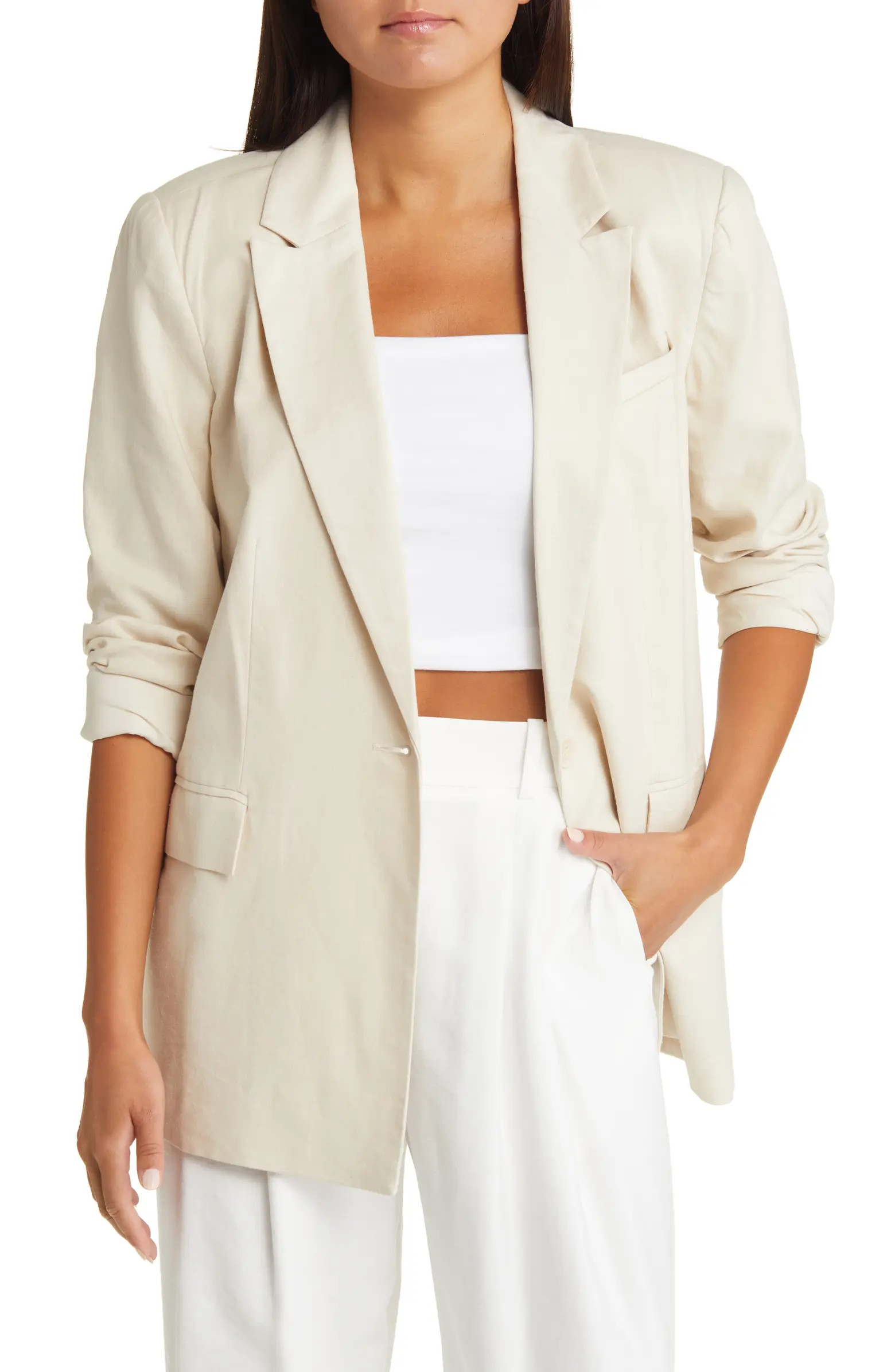 Oversize Linen Blend Blazer | Nordstrom