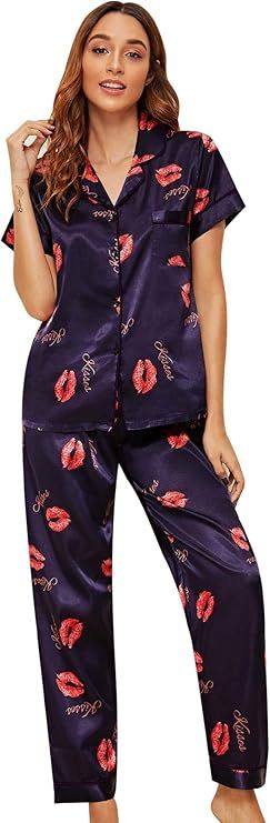 Milumia Women's Loungewear Button Down Pajamas Set Short Sleeve Nightwear Pants Sleepwear | Amazon (US)