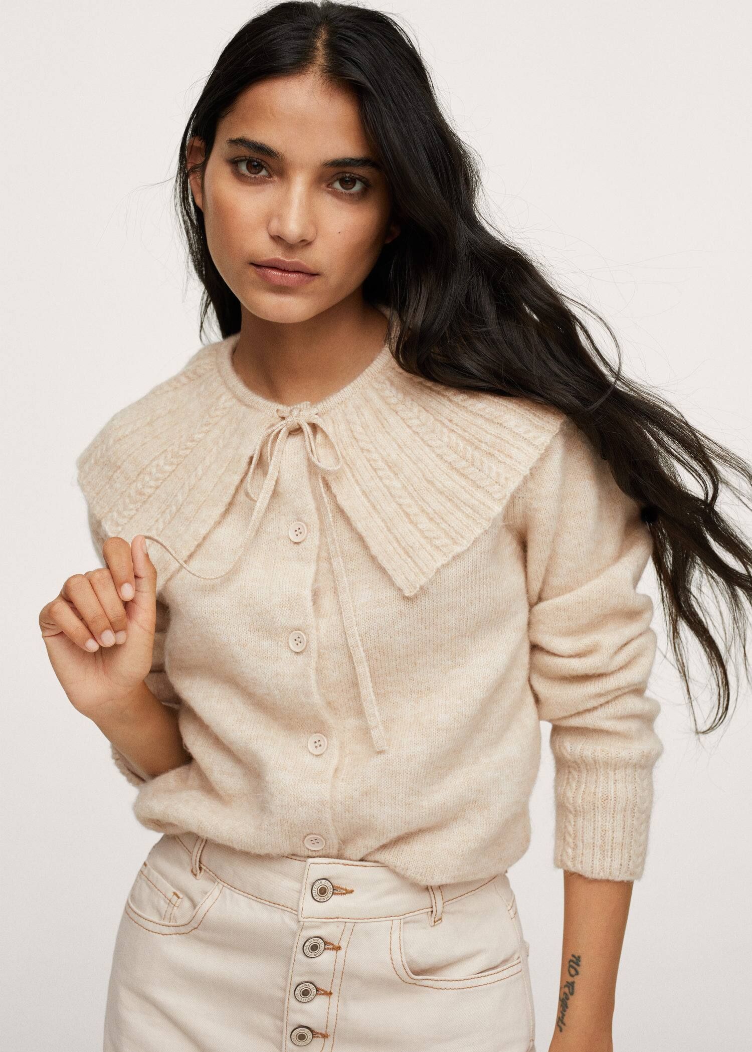 Baby doll-neck cardigan | MANGO (US)