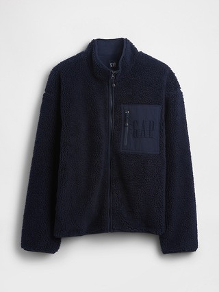Recycled Sherpa Oversized Logo Zip Jacket | Gap (US)