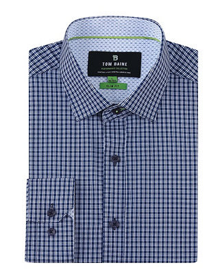 Men's Four Way Stretch Plaid Button Down Dress Shirt | Macy's