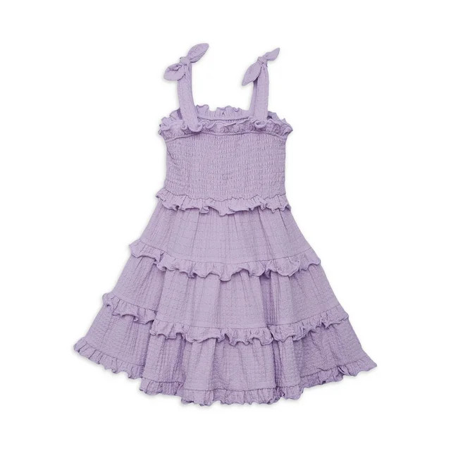 Planet Gold Girls Summer Sleeveless Tiered Dress with Tie Straps, Sizes 4-18 | Walmart (US)