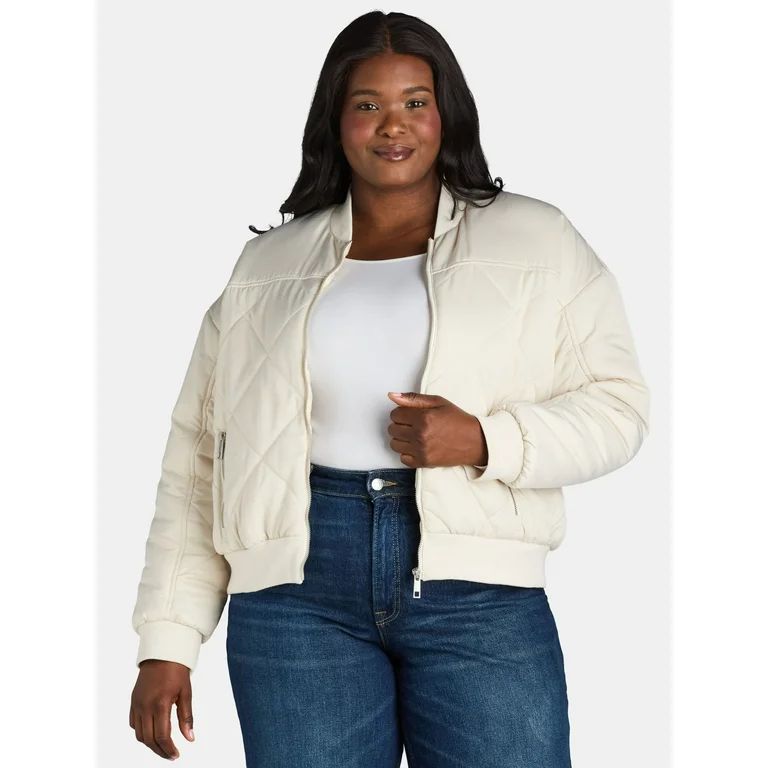 Time and Tru Women's and Women’s Plus Size Quilted Bomber Jacket, Sizes XS-3X | Walmart (US)