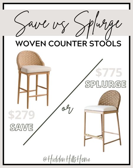 Woven counter stools dupe, home decor dupe, save vs splurge decor ideas, Molly counter stool dupe #homedecor

#LTKsalealert #LTKhome