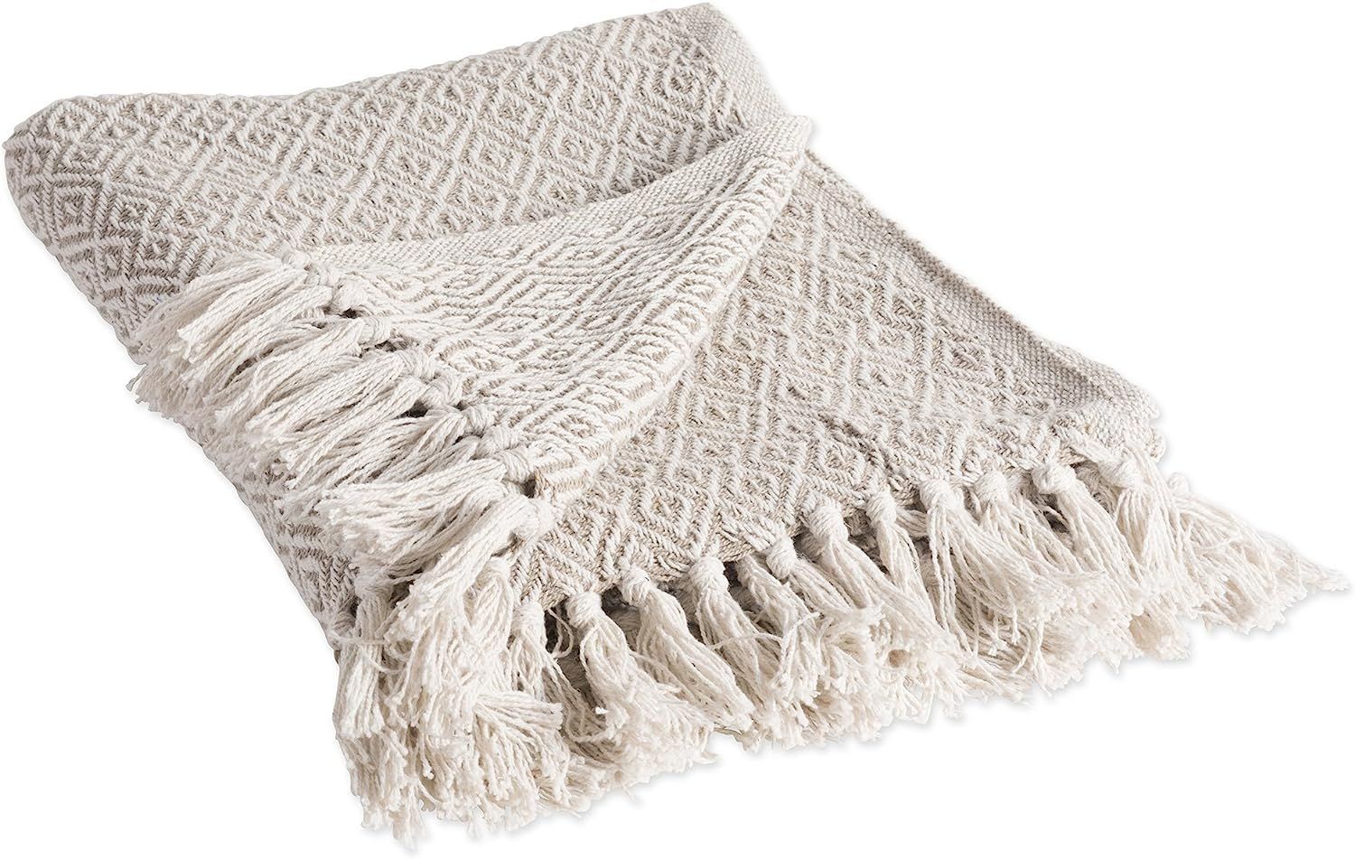 DII Rustic Farmhouse Cotton Diamond Blanket Throw with Fringe For Chair, Couch, Picnic, Camping, ... | Amazon (US)