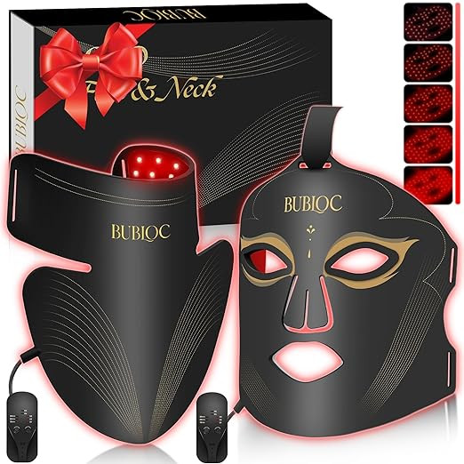 Red Light Therapy Mask Set, Five-Level Brightness Adjustment for Face and Neck, 630nm Infrared Li... | Amazon (US)