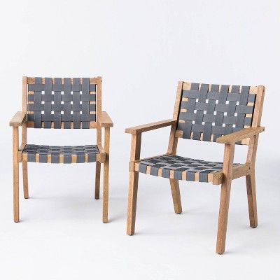 Colton 2pk Wood & Strapping Patio Club Chairs, Outdoor Furniture - Threshold™ designed with Stu... | Target