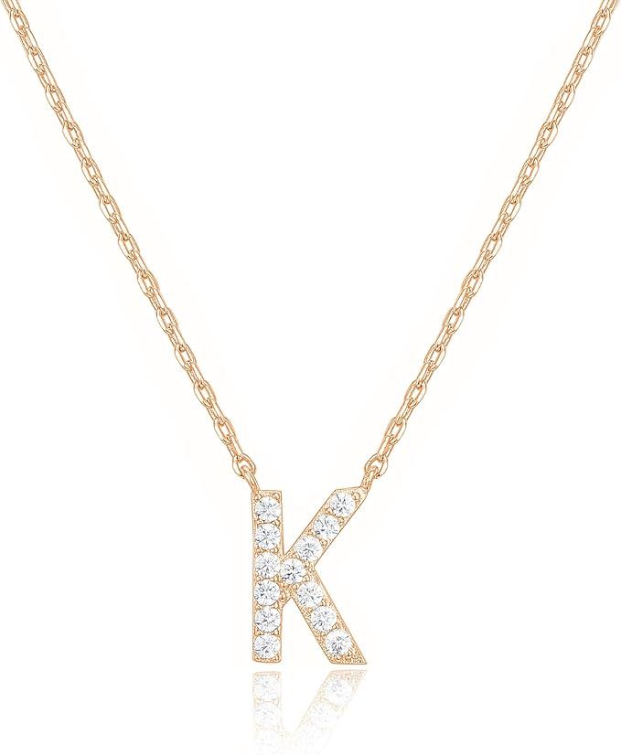 PAVOI 14K Yellow Gold Plated Cubic Zirconia Initial Necklace | Letter Necklaces for Women | Amazon (US)