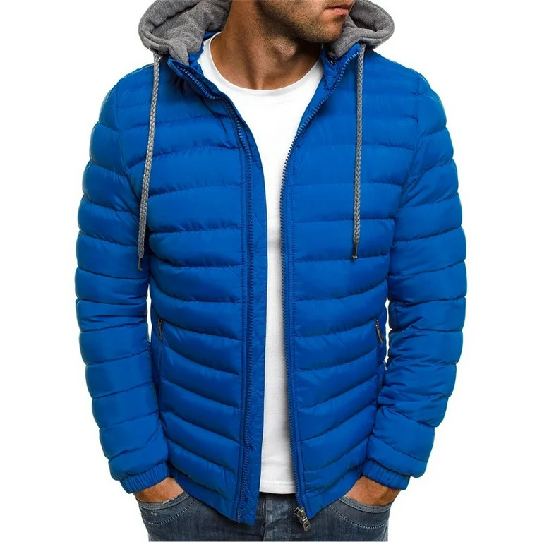 Htigea Lightweight Puffer Jacket for Men Full Zip Up Quilted Jackets Long Sleeve Hooded Down Coat... | Walmart (US)