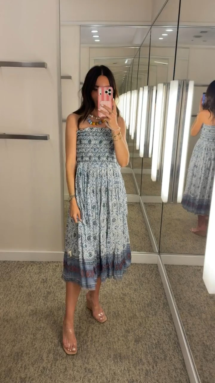 This dress is giving effortless vacation style. The smocked bodice makes it comfortable and flattering, while the flowy silhouette and blue print feel perfect for warm weather days. Just add sandals and a statement necklace and you’re ready to go.

Smocked dress, printed midi dress, vacation outfit, resort wear, summer dress, beach vacation style, casual chic, vacation wardrobe, flowy dress, summer fashion, effortless style, warm weather outfit, Annabrstyle

#LTKootd #LTKSeasonal #LTKOver40