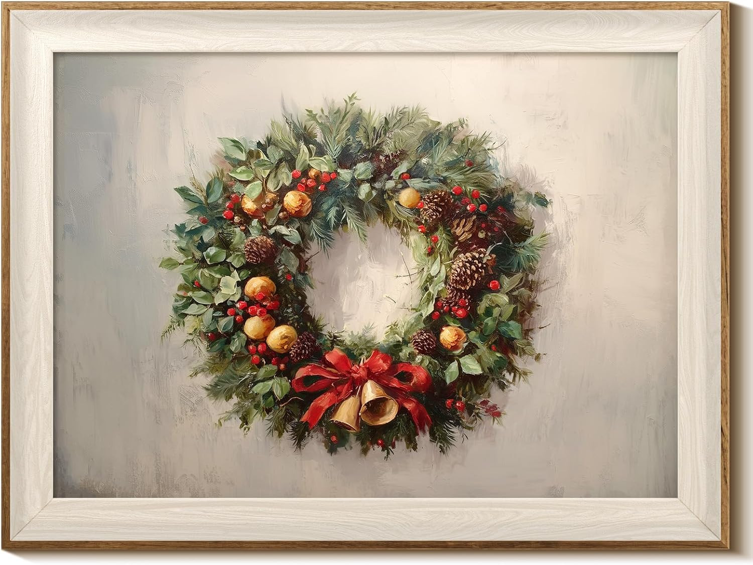 InSimSea Christmas Decor Framed Wall Art, Christmas straw wreath Canvas Painting, Pleasant Holida... | Amazon (US)