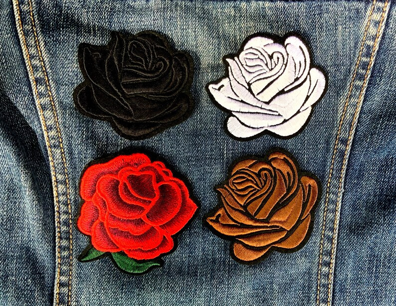 Rose Patches/red/black/white/brown Embroidered Iron-on for Your Backpack, Purse, Hat, Jacket Vint... | Etsy (US)