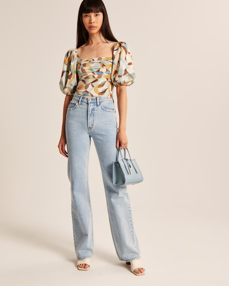 Women's Ruched Bodice Puff Sleeve Top | Women's Up To 40% Off Select Styles | Abercrombie.com | Abercrombie & Fitch (US)