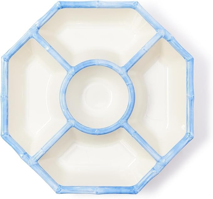 Two's Company French Blue Bamboo Touch Chip and Dip Bowl, 15.5-Inch, Melamine | Amazon (US)