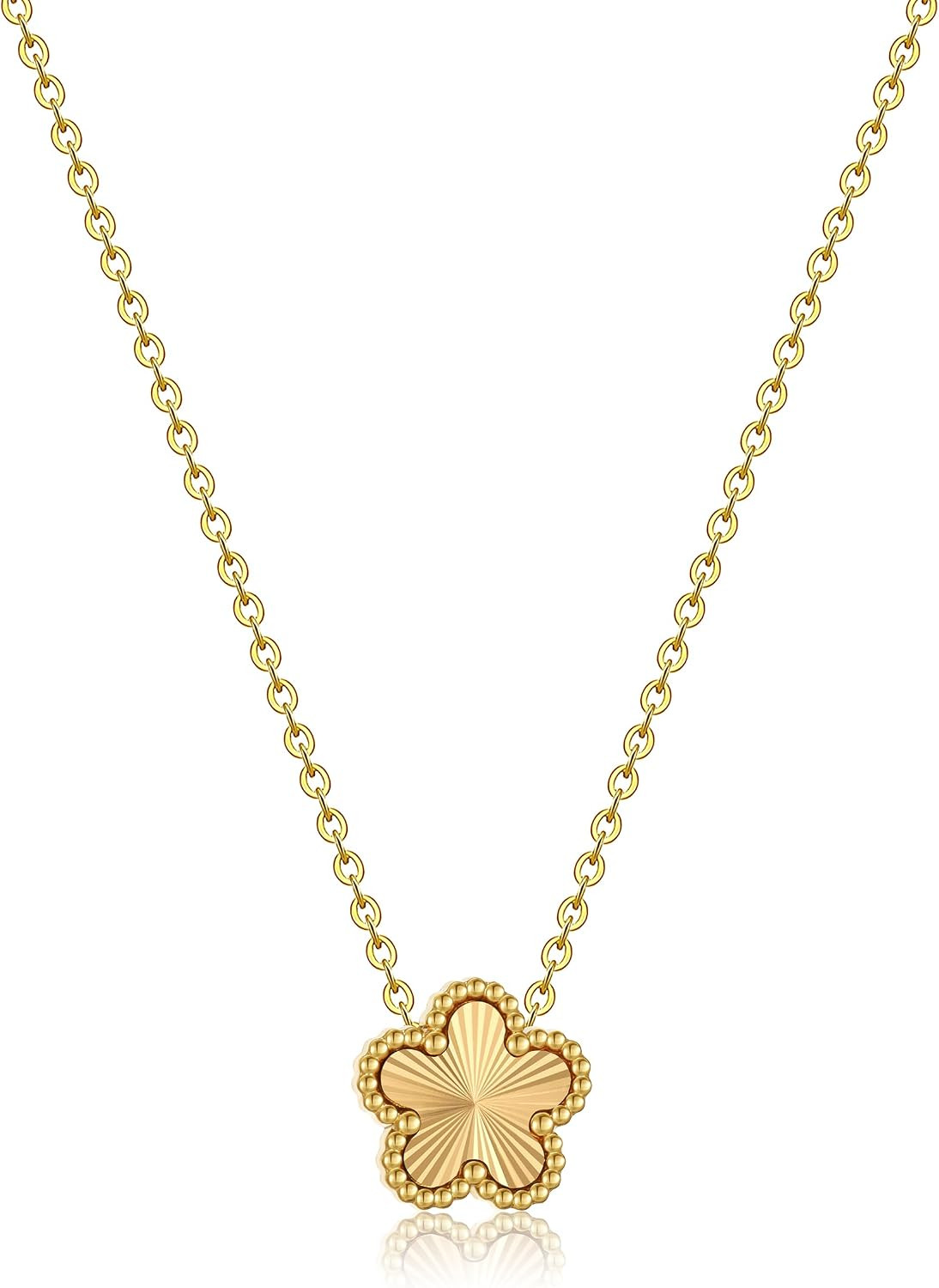 18K Gold Plated Clover Necklace for Women, Four Leaf Flower Lucky 4 Leaf Necklace Pendant Dainty Jewelry Gift for Women | Amazon (US)