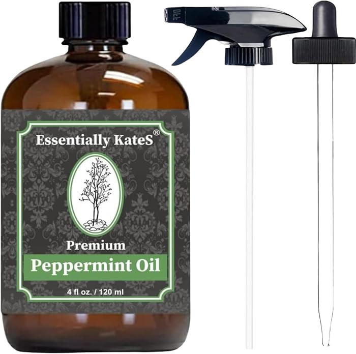 Peppermint Essential Oil 4 oz. with Huge Glass Bottle, Glass Dropper, and Sprayer. Detailed User'... | Amazon (US)