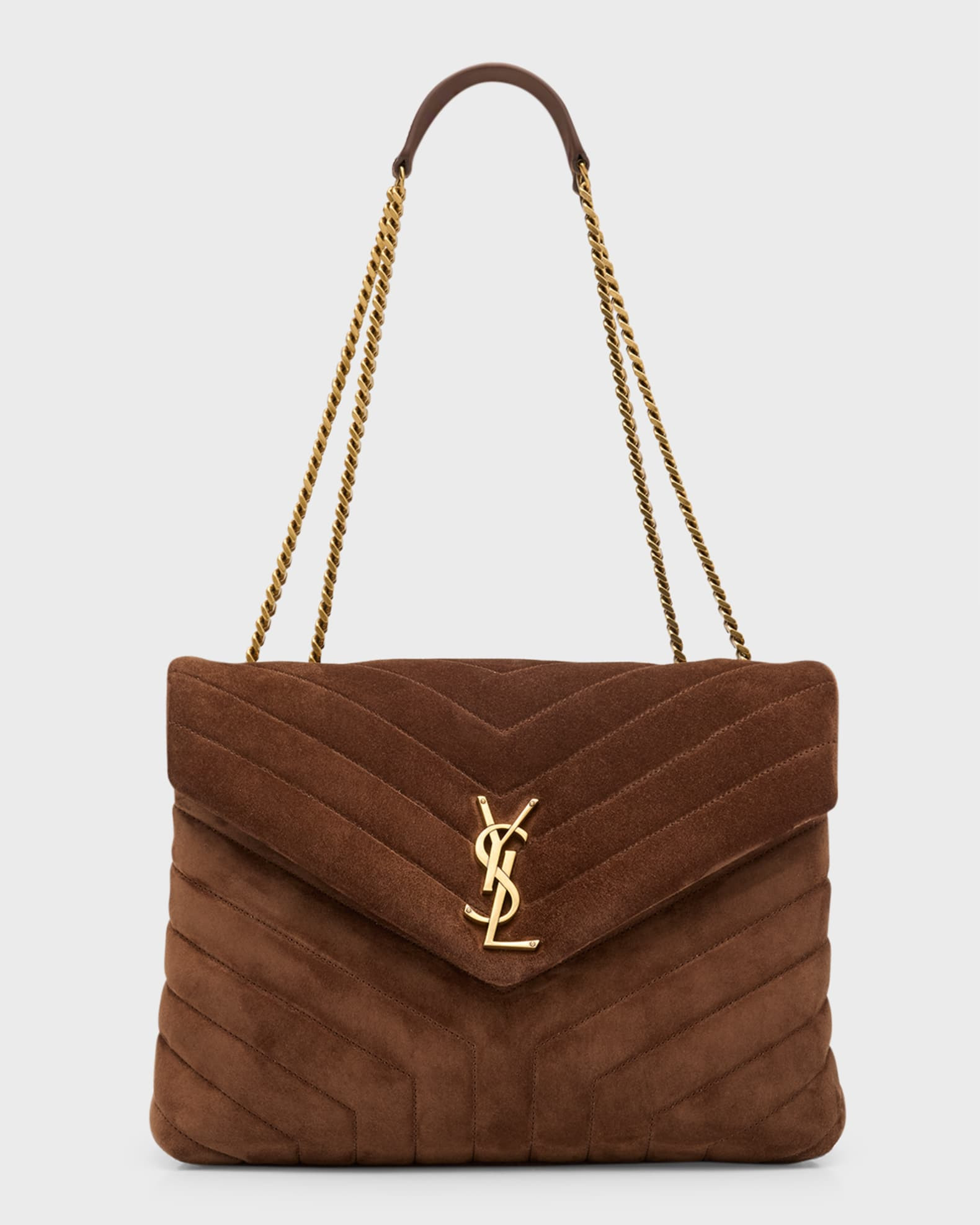 Loulou Medium YSL Shoulder Bag in Quilted Suede | Neiman Marcus