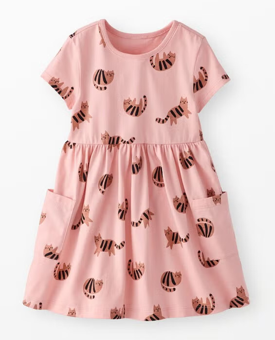 Girls' Playful Cats On Pink Playground Dress with Pockets in 100% Combed Cotton - Size Toddler 2 by Hanna Andersson | Hanna Andersson