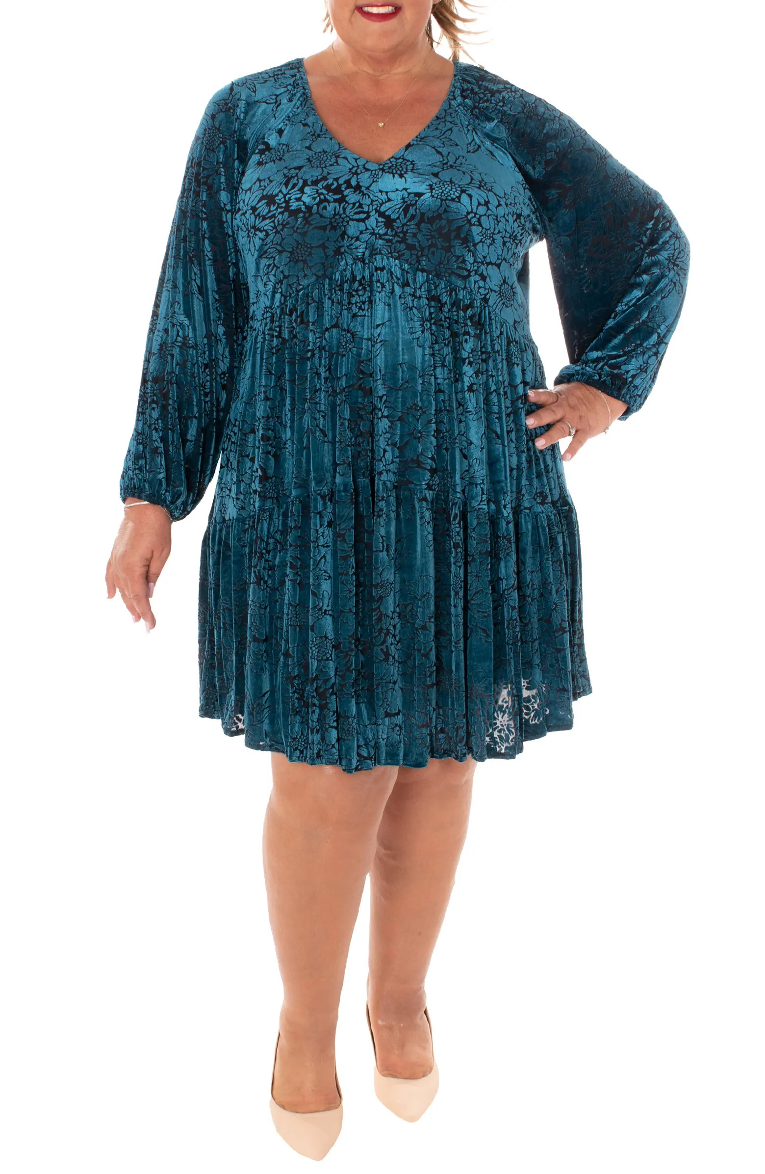 Velvet Burnout Long Sleeve Dress | Nordstrom Rack