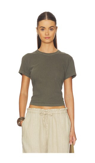 Shrunken Crew Neck Shortsleeve Tee in Army Green | Revolve Clothing (Global)