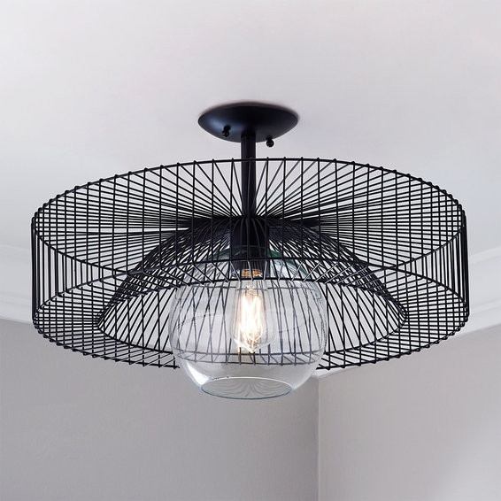 Wire Wheel Semi-Flush Ceiling Light | Shades of Light