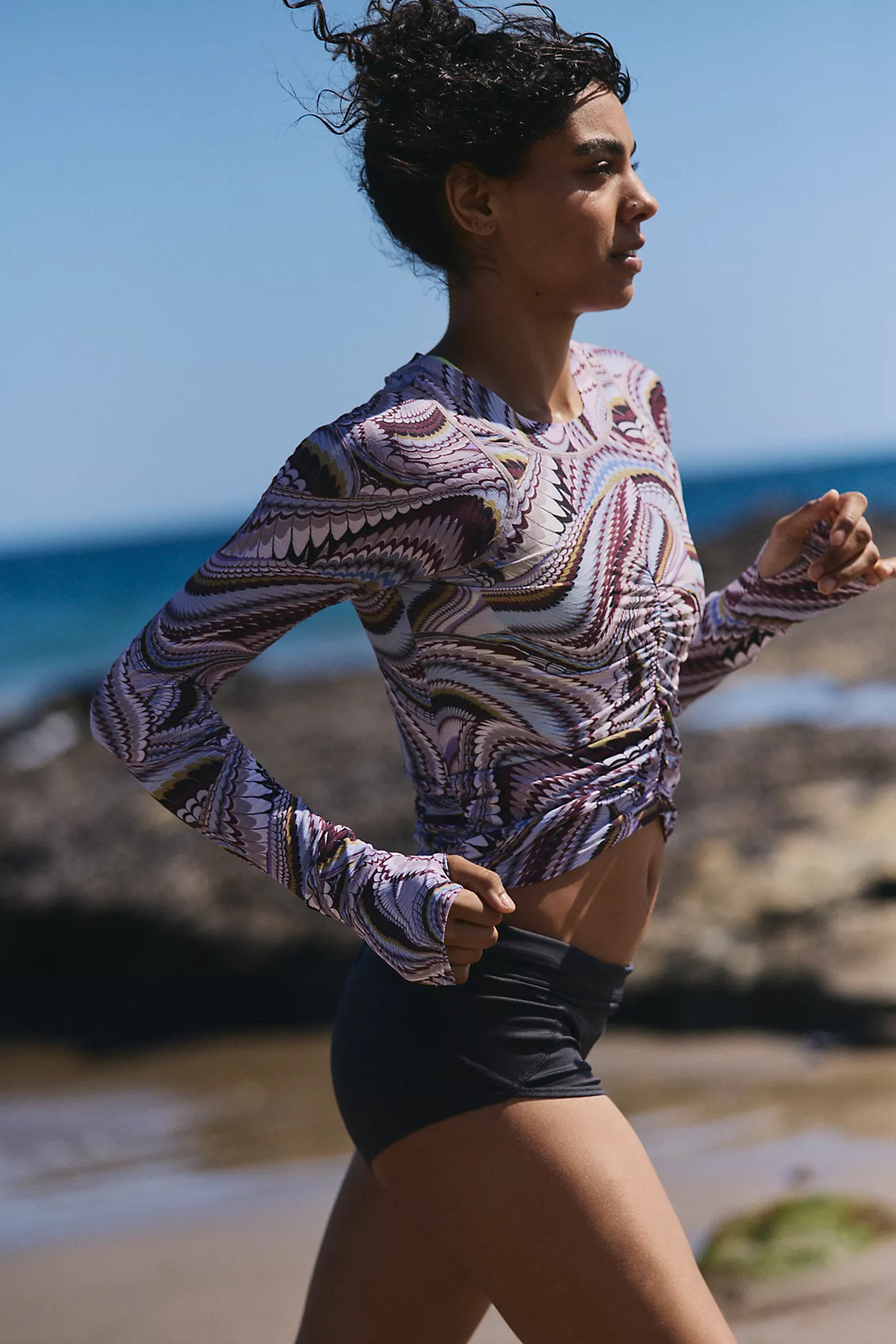 Tempo Ruched Printed Long Sleeve | Free People (Global - UK&FR Excluded)