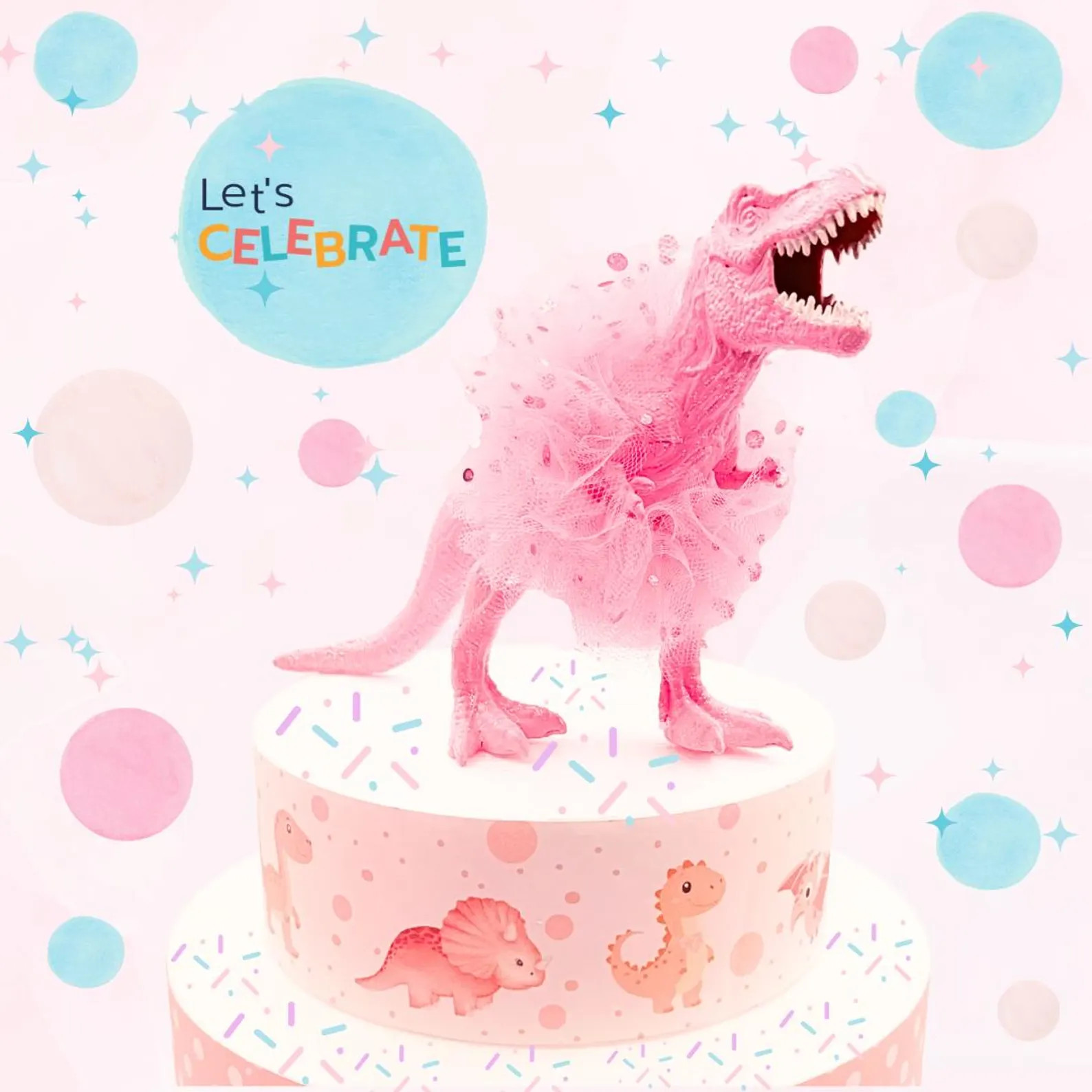 T-rex Pink Cake Topper, Girly Dinosaur Party Decoration, Dinosaur in Tutu, Princess Dinosaur Birt... | Etsy (US)