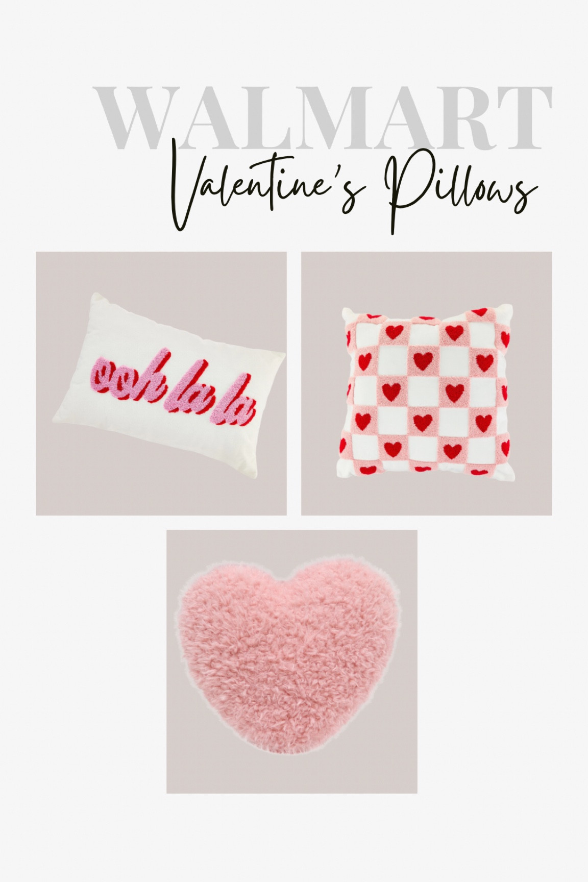 Walmart Valentine’s pillows 

#LTKSeasonal #LTKfindsunder50 #LTKhome