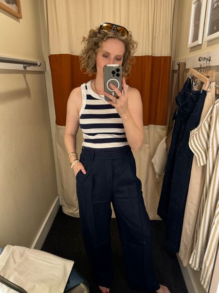 Medium in top, 29 in linen trousers (I sized up) 

#linenpants #linentrousers #summerstyle #europevacation #vacationlook #vacationstyle 

#LTKworkwear #LTKSeasonal #LTKtravel