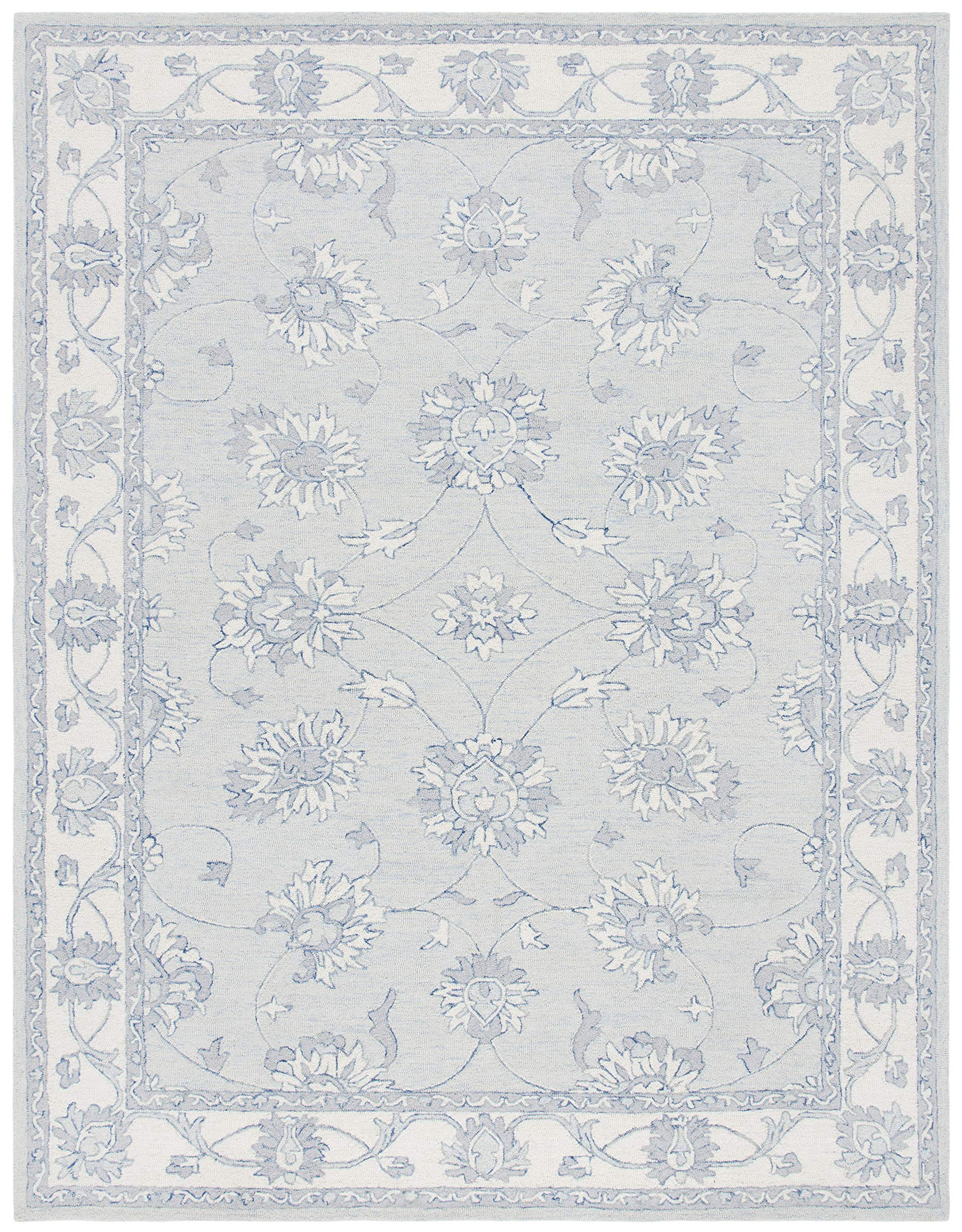SAFAVIEH Micro-Loop Collection Area Rug - 9' x 12', Light Blue & Ivory, Handmade Wool, Ideal for High Traffic Areas in Living Room, Bedroom (MLP536L) | Amazon (US)