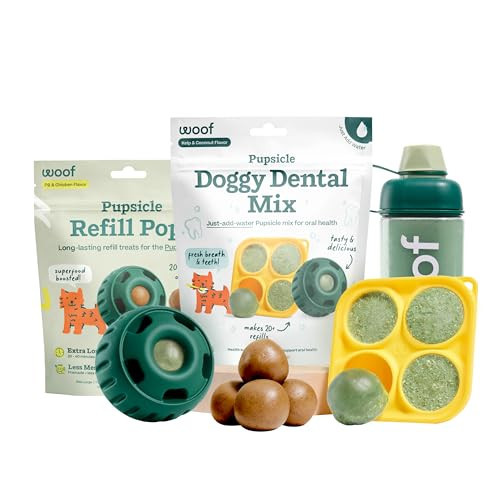 WOOF Dental Kit- Includes Pupsicle Dog Toy, Treat Tray, Shaker Bottle, Chicken Pupsicle Pops, and Dog Teeth Cleaning Powder - Supports Oral Health for Dogs - Small | Amazon (US)