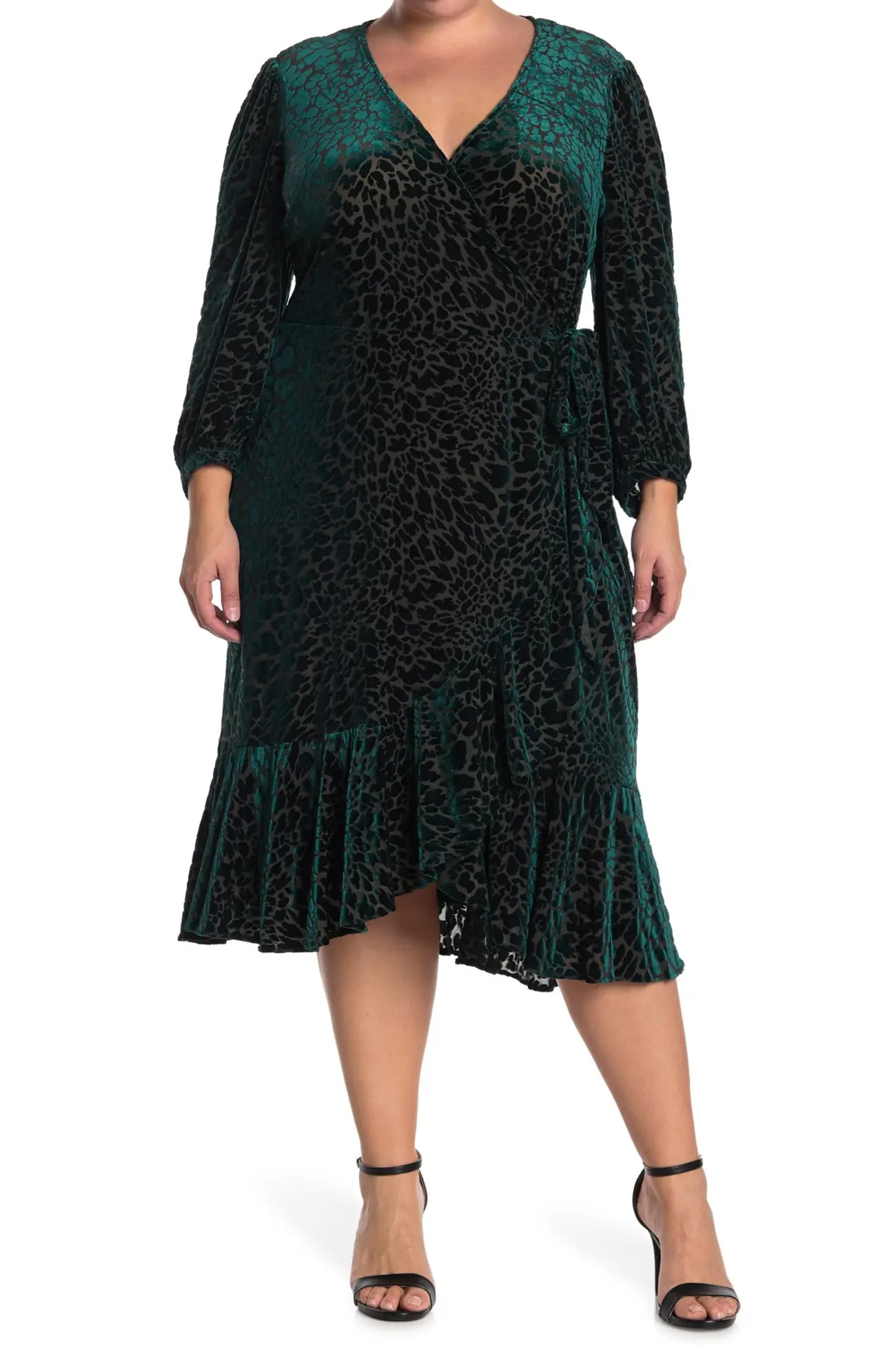 Calvin Klein | Burnout Velvet Faux Wrap Midi Dress | Nordstrom Rack | Nordstrom Rack