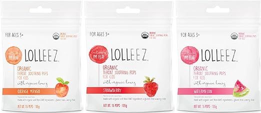 Lolleez Organic Throat Soothing Pops for Kids with Organic Honey - 3pk Variety Pack … | Amazon (US)