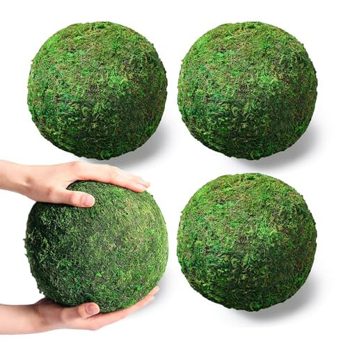 Maasechs 4 Pcs Large Green Moss Balls Artificial Moss Balls Spring Vase Bowl Fillers Hanging for Spring Home Wedding Garden Farmhouse Autumn Table Centerpieces Indoor Outdoor Decor (5.9'') | Amazon (US)