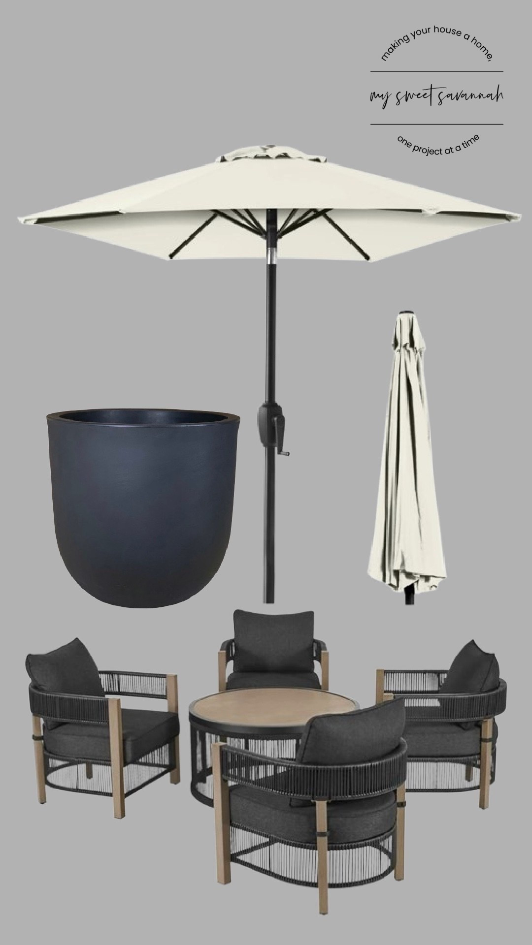 High-end outdoor set for LESS 🙌
This entire patio look is giving designer… without the designer price tag.
✔️ Modern woven chairs
✔️ Statement round coffee table
✔️ Neutral umbrella + oversized planters

If you’ve been wanting that Restoration Hardware patio vibe, this is such a good one—and it’s all in one place.

#LTKSeasonal #LTKSaleAlert #LTKHome