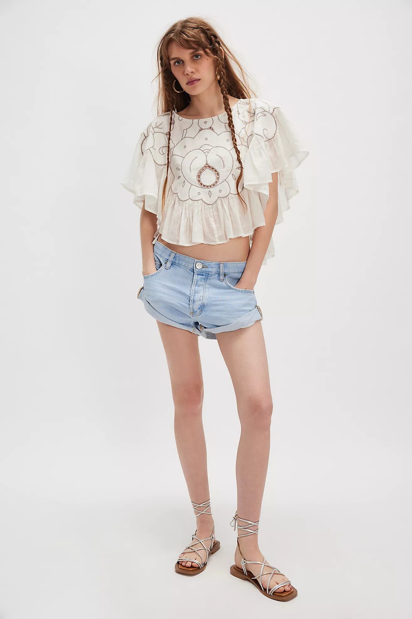OneTeapsoon Bandits Low-Waist Denim Shorts | Free People (Global - UK&FR Excluded)