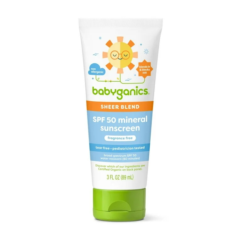 Babyganics Sheer Blend, SPF 50 Mineral Sunscreen Lotion, Fragrance Free, 3 oz | Walmart (US)